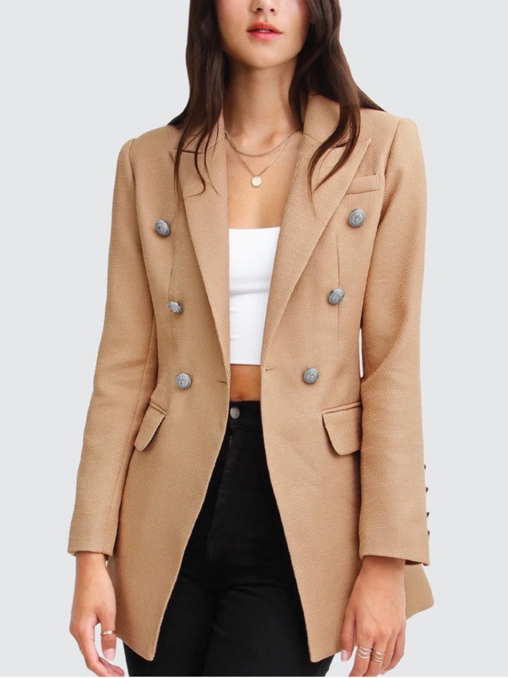 Belle&Bloom Princess Polina Textured Weave Blazer - Camel XL